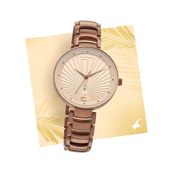 Fastrack Ruffles Quartz Analog with Date Beige