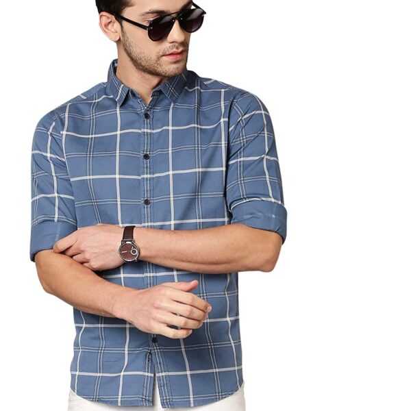 DennisMen’s Checkered Slim Fit Cotton Casual Shirt