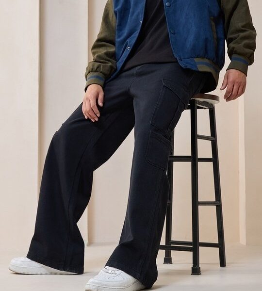 Men’s Black Baggy Straight Fit Jeans